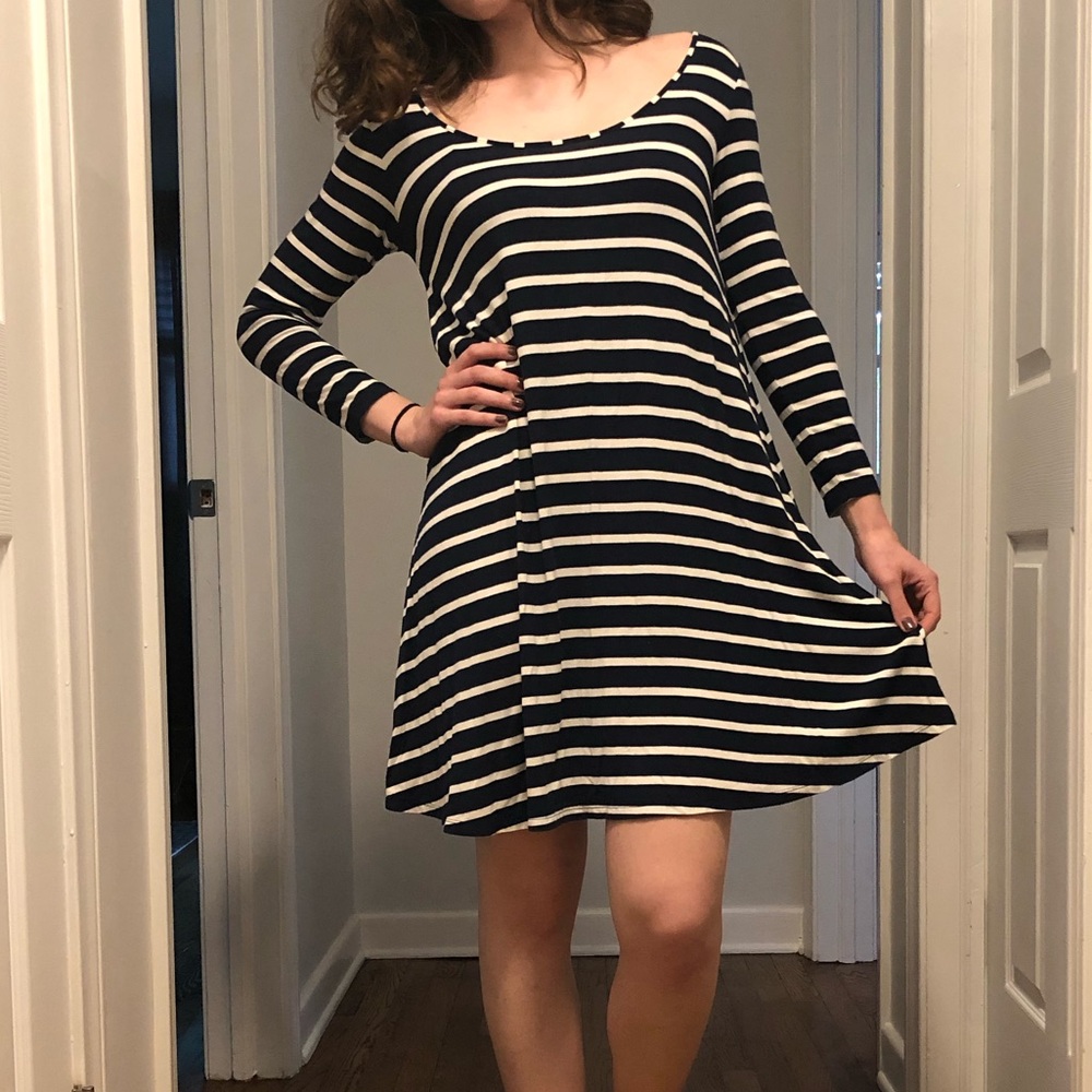 Navy/white Stripe Tori Richard Zolie Swing Dress